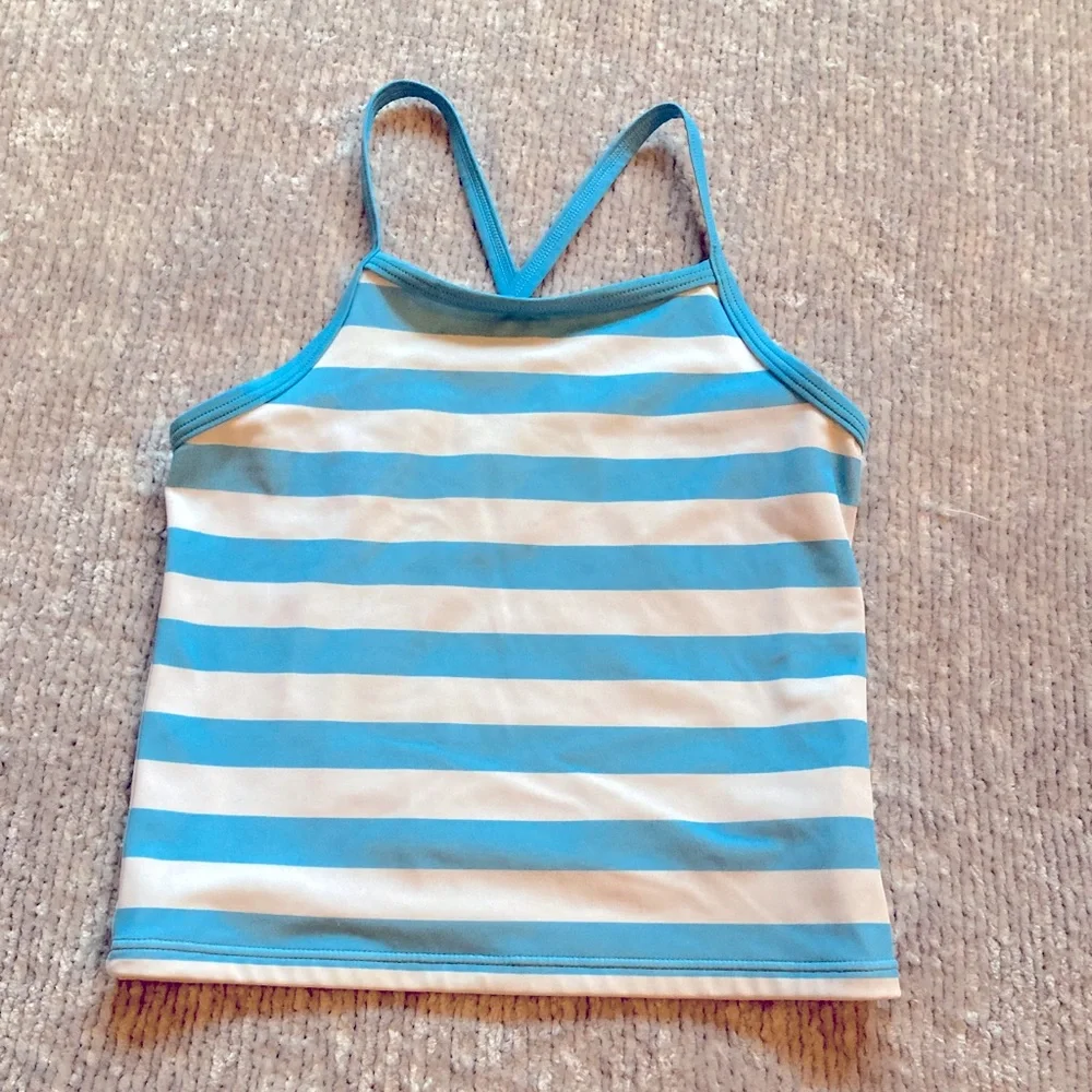 Hanna Andersson Tankini Top Aqua and White Stripes Classic 130cm US‎ 8